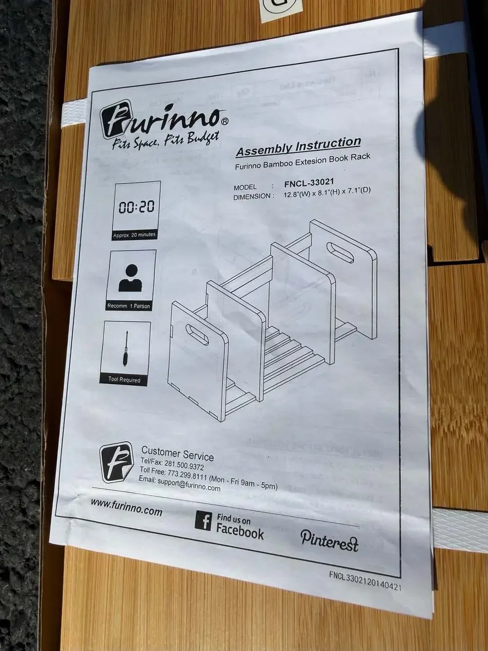 Furinno Bamboo Extension Book Rack Model FNCL-33021